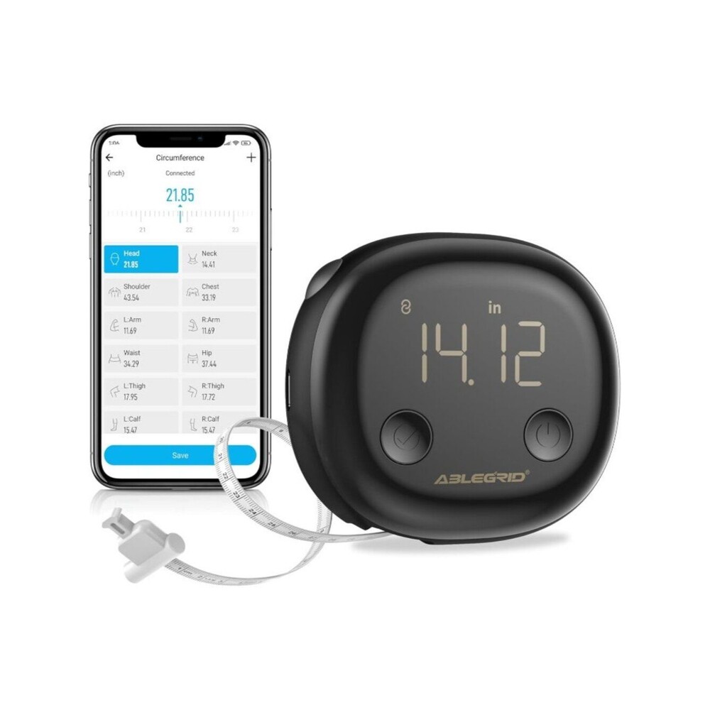 ABLEGRID Smart Body Tape Measure, Rechargeable Body Measuring Tape w Fitdays APP